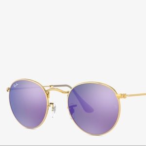 Ray Bans mirrored light purple circle glasses